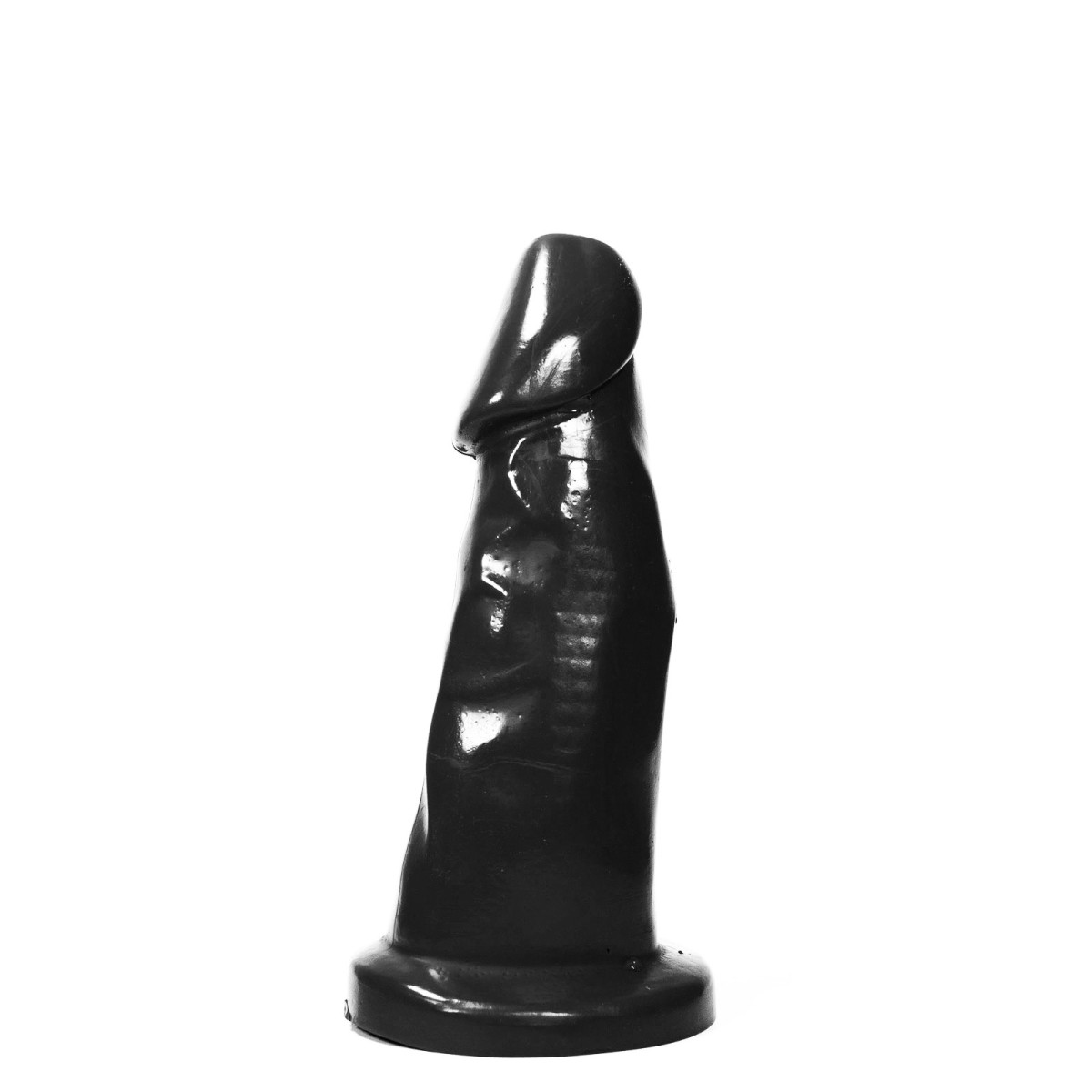 All Black AB38, černé vinylové dildo 27 x 5–8,5 cm