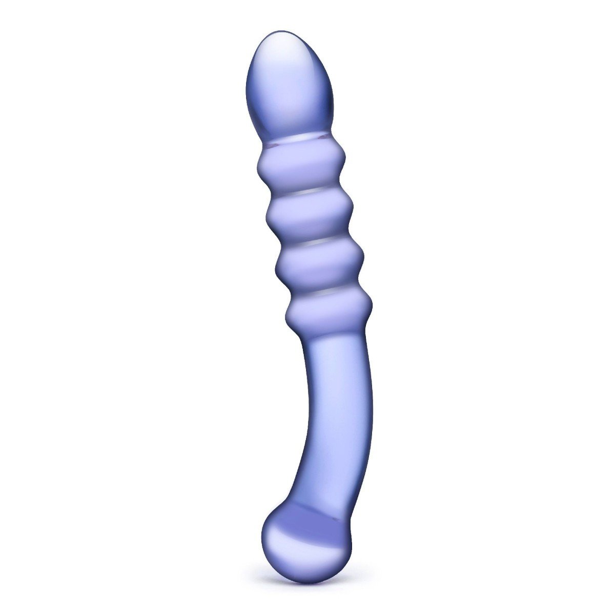 Gläs Purple Rain Ribbed Glass Dildo