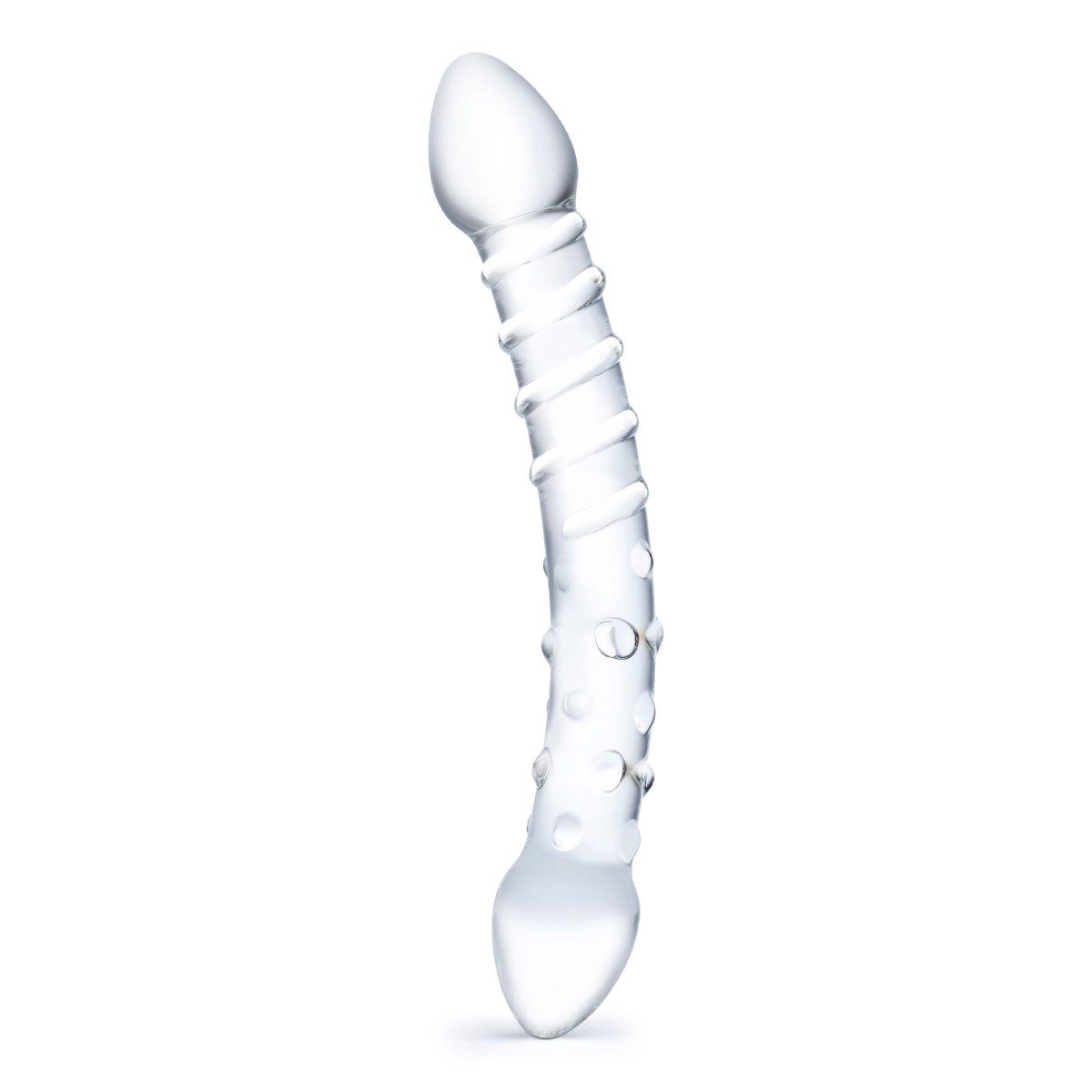 Gläs Double Trouble Glass Dildo, obojstranné sklenené dildo 24 x 2,5–3,4 cm