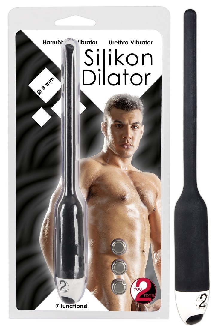 You2Toys Dilator Black 8 mm, černý silikonový dilatátor s vibrací 190 x 8 mm