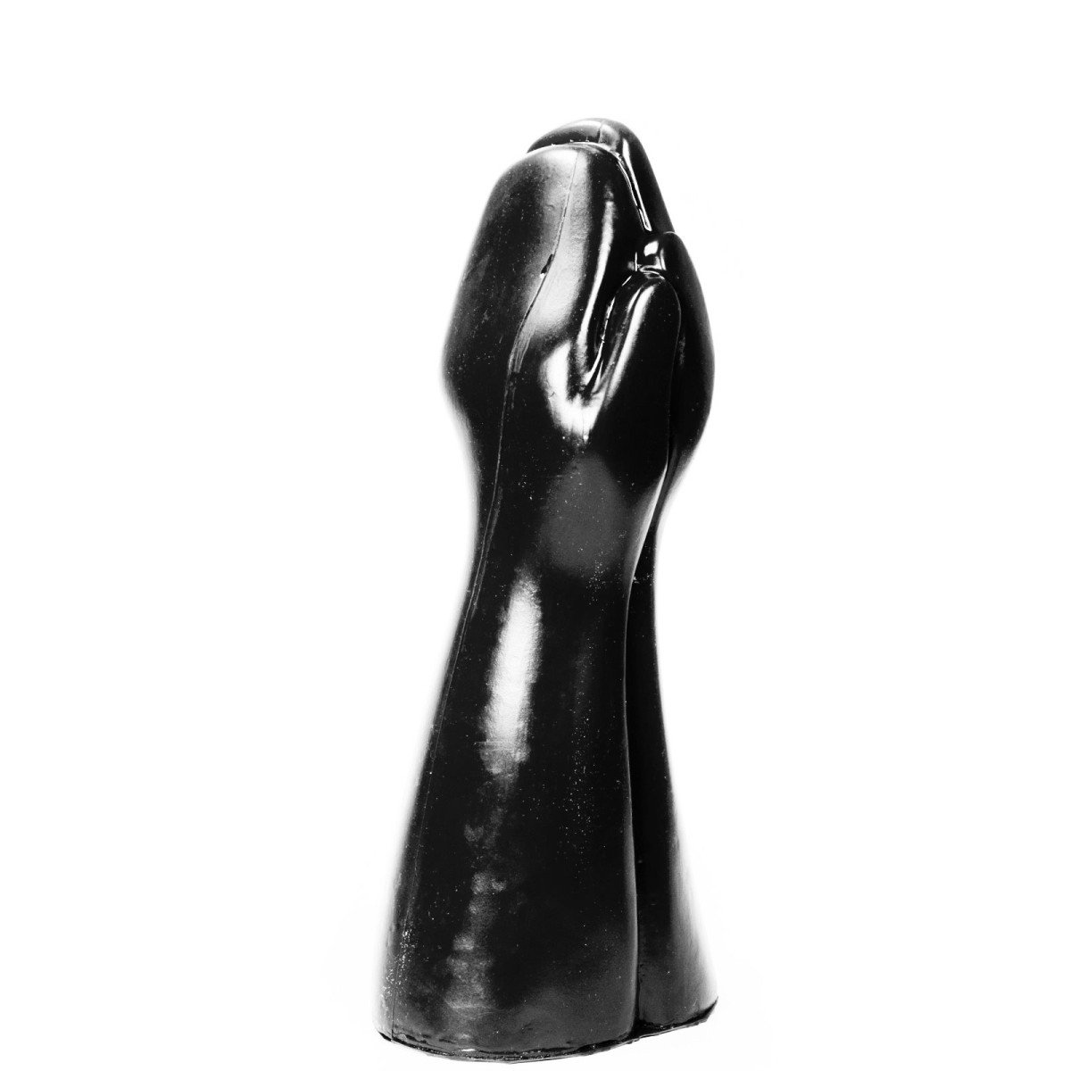 All Black AB59, černé vinylové dildo 39 x 8–16,5 cm