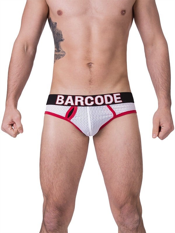 Jocksy Barcode Berlin Mesh Backless Sixty 7 bílo-červeno-černé L, pánské jocksy