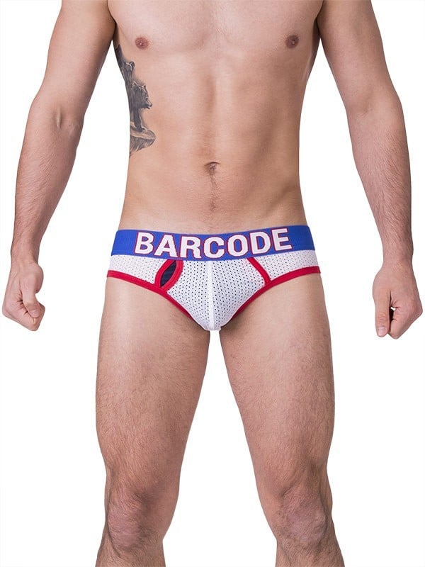 Slipy Barcode Berlin Mesh Brief Twenty 9 bielo-červeno-modré S, pánske slipy