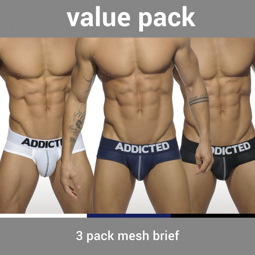 Addicted AD475P 3 Pack Mesh Brief Push Up