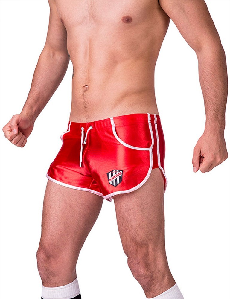 Šortky Barcode Berlin Shiny Short Dean červeno-biele