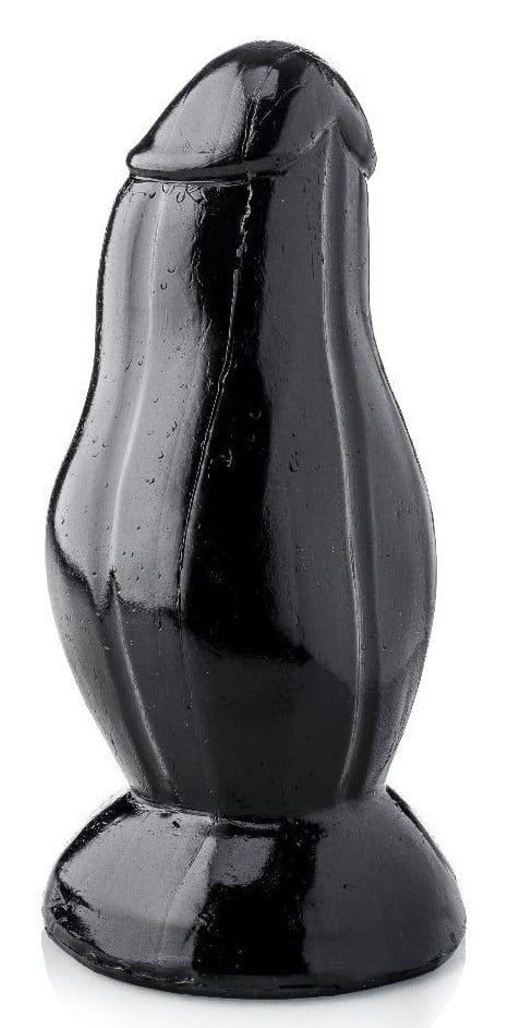 HardToys Super Saurus, veľký čierny vinylový análny kolík 22,5 x 6–10 cm