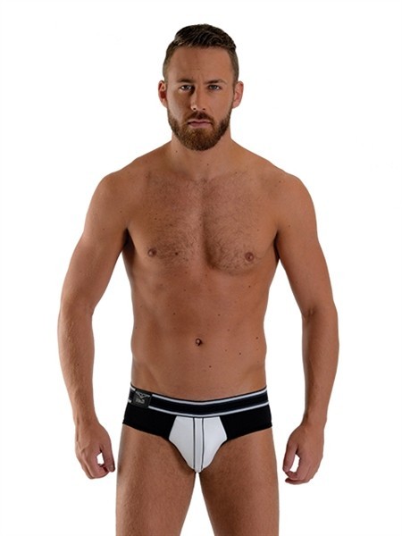 Slipy Mister B URBAN Bronx Brief černo-bílé M, pánské bavlněné slipy