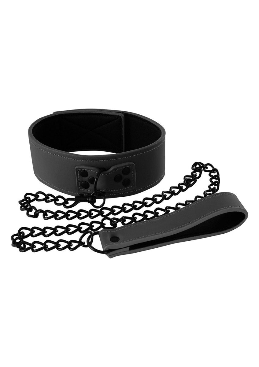 NS Novelties Renegade Bondage Collar, černý vinylový obojek s vodítkem