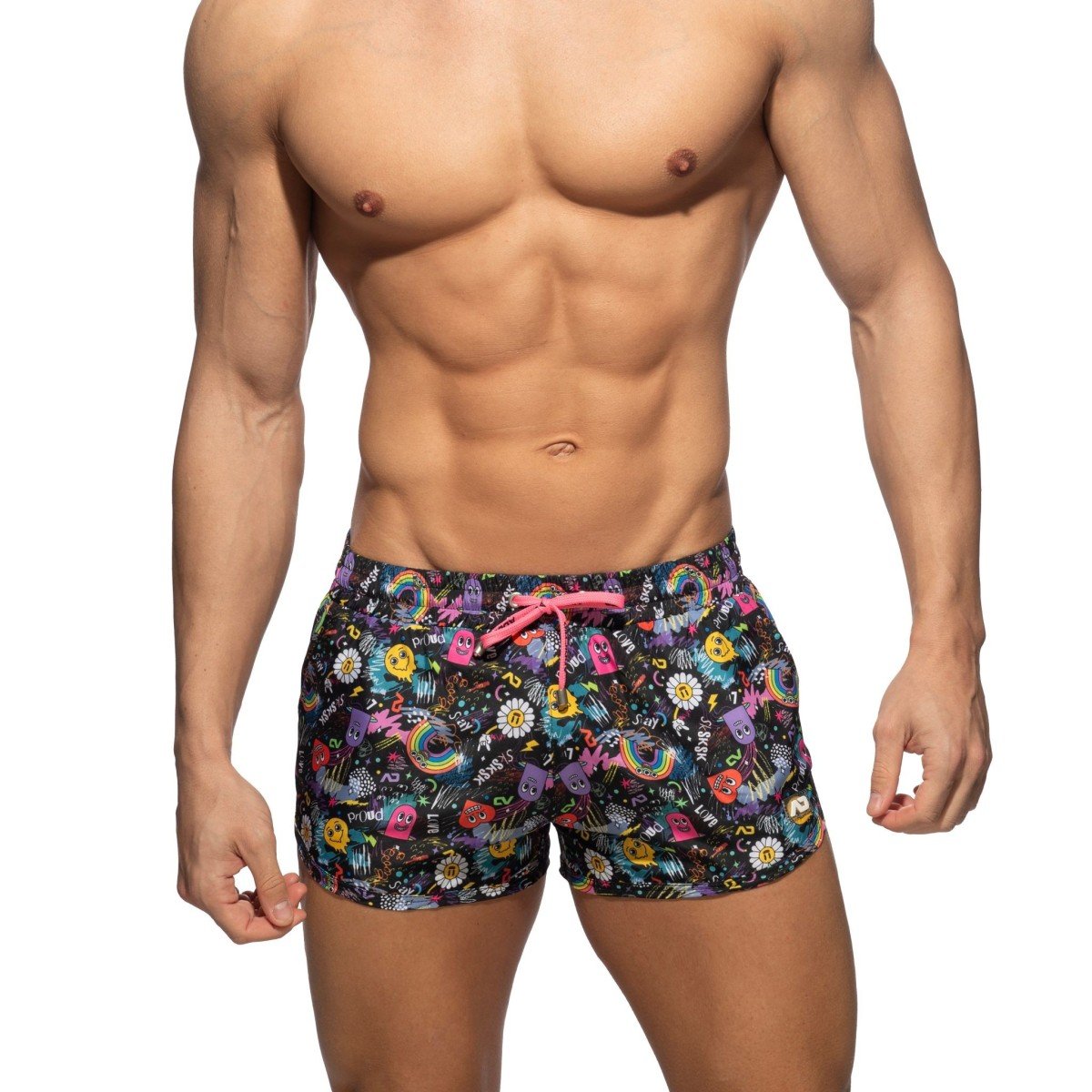 Addicted ADS347 Play Rainbow Swim Shorts Black