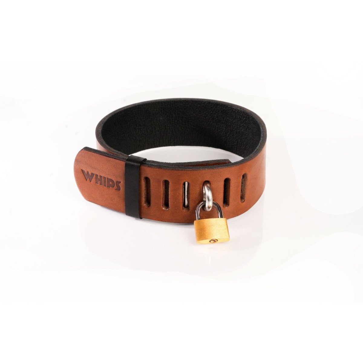 Whips Primal Bond Collar With Padlock Large Brown