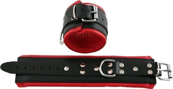 Mister B Leather Ankle Restraints with Red Padding