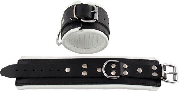 Mister B Leather Ankle Restraints with White Padding