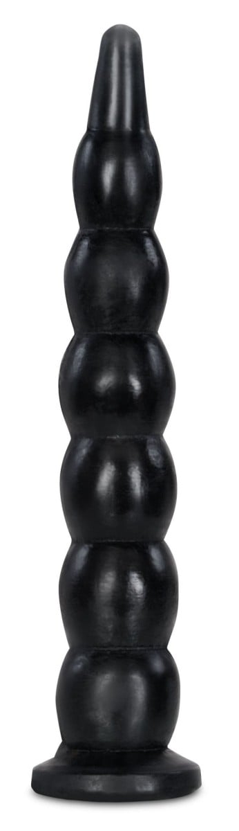 HardToys Bob, černé vinylové dildo 43 x 3,2–7 cm