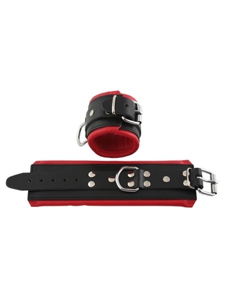 Mister B Leather Wrist Restraints with Red Padding