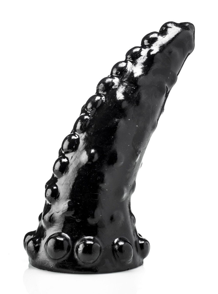 HardToys Vicking, černé vinylové dildo 28,5 x 4,5–10 cm