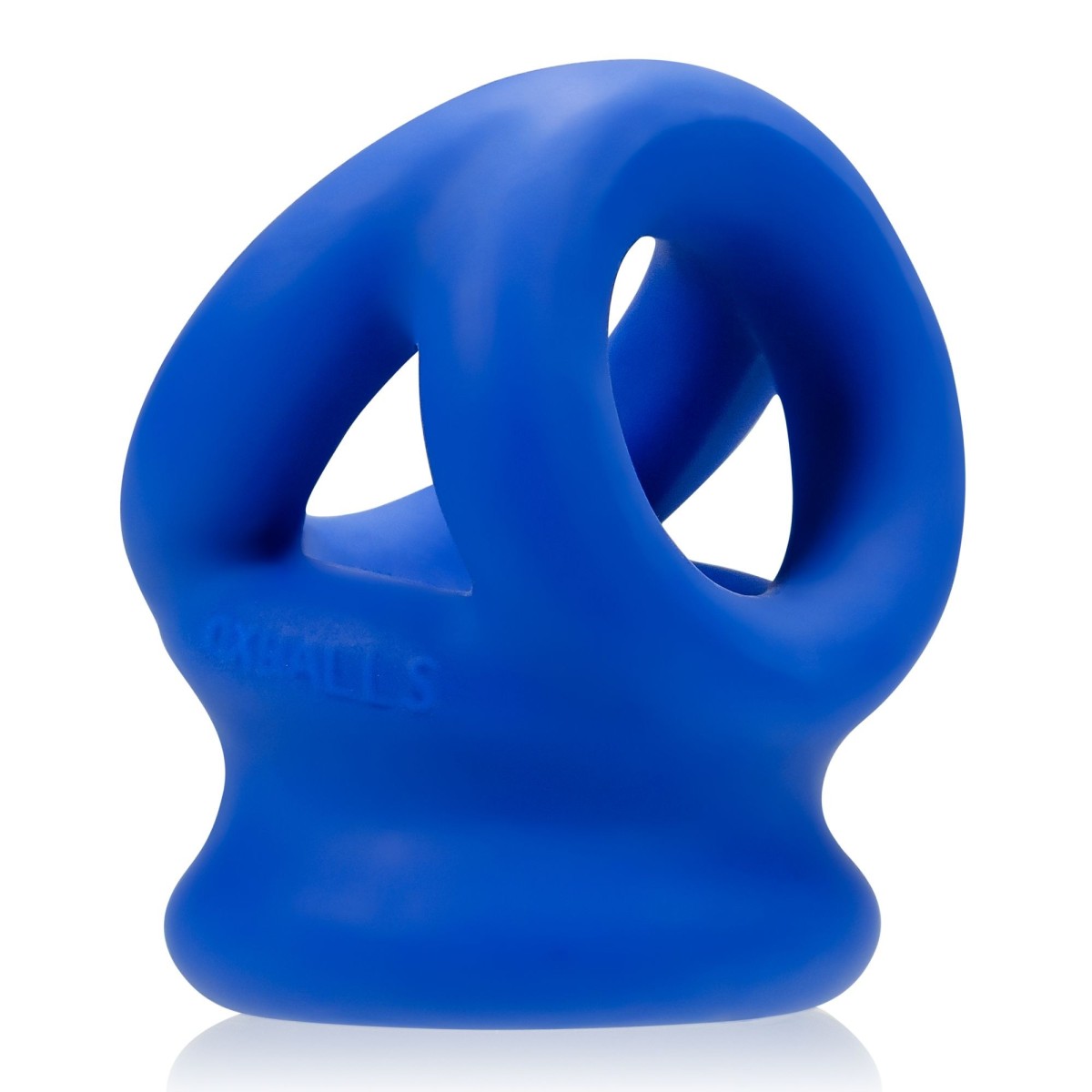 Erekční kroužek a natahovač varlat Oxballs Tri-Squeeze modrý, elastický erekční kroužek na penis a varlata