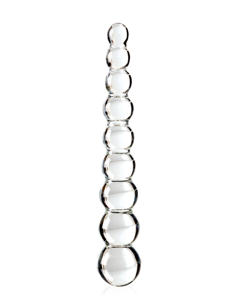 Pipedream Icicles No. 2, průhledné skleněné dildo 20,5 x 1,9–3,8 cm