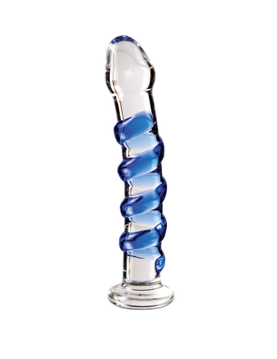 Pipedream Icicles No. 5, modré sklenené dildo 18 x 2,7–3,8 cm