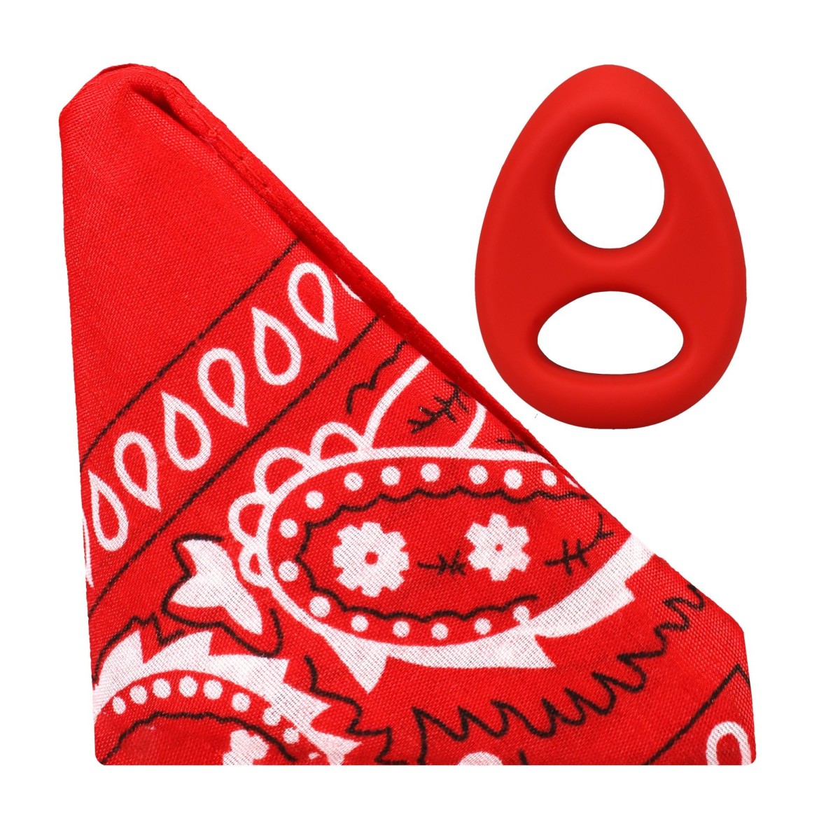 Rock Solid The Code Silicone C-Ring with Hanky Bandana Red