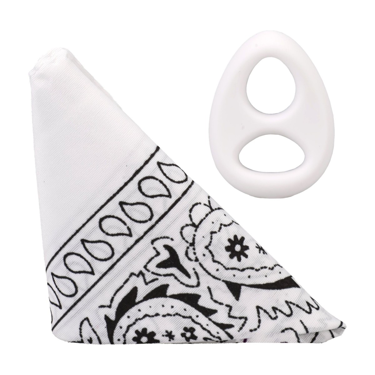Rock Solid The Code Silicone C-Ring with Hanky Bandana White