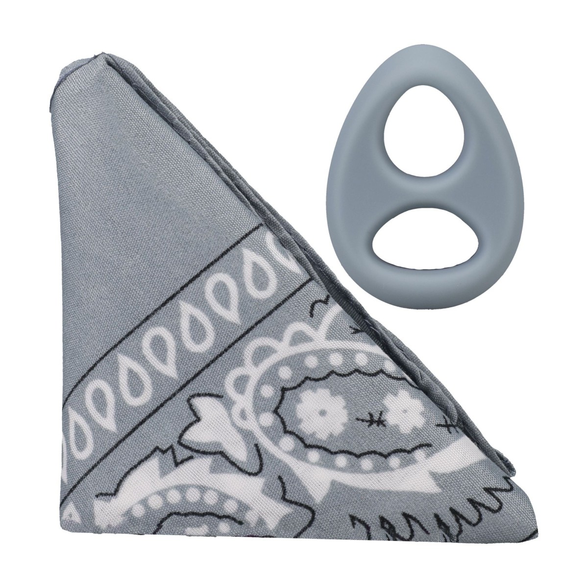 Rock Solid The Code Silicone C-Ring with Hanky Bandana Gray