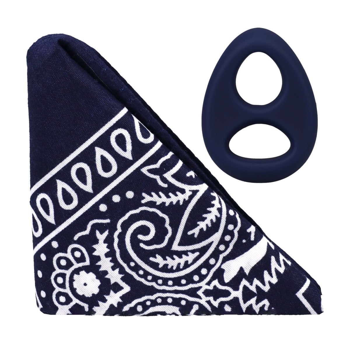 Rock Solid The Code Silicone C-Ring with Hanky Bandana Navy Blue