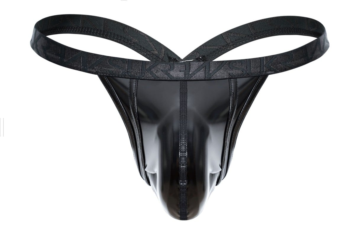 Sukrew Wet Look Bubble Thong Fetish Black