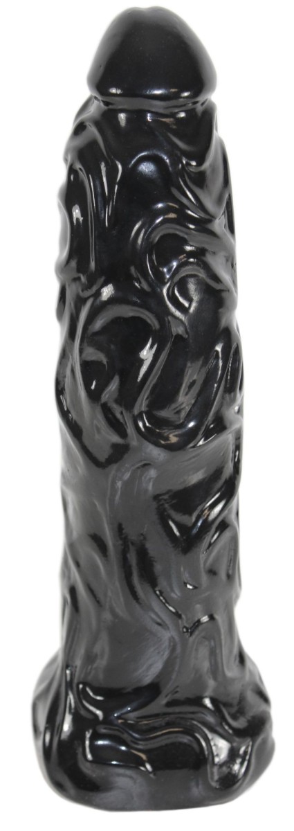 HardToys Voriace, černé vinylové dildo 31 x 4,6–7 cm