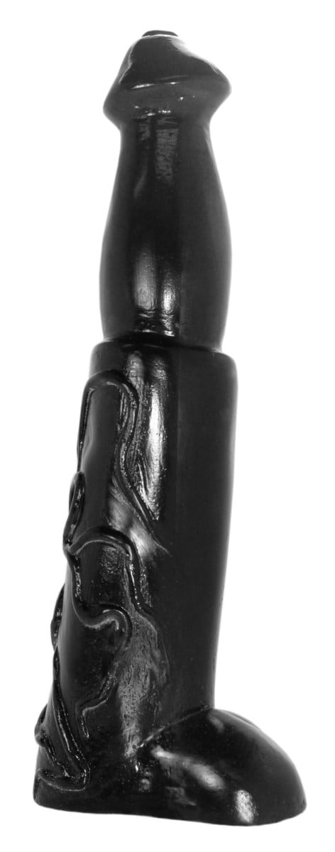 AnimHole Horse, černé vinylové koňské dildo 38,5 x 6,3–8 cm