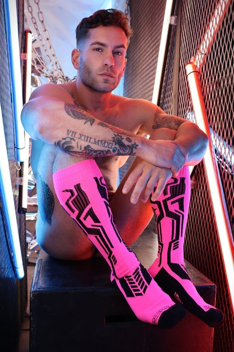 Ponožky Breedwell Gagged Cyber Socks neónovo ružové