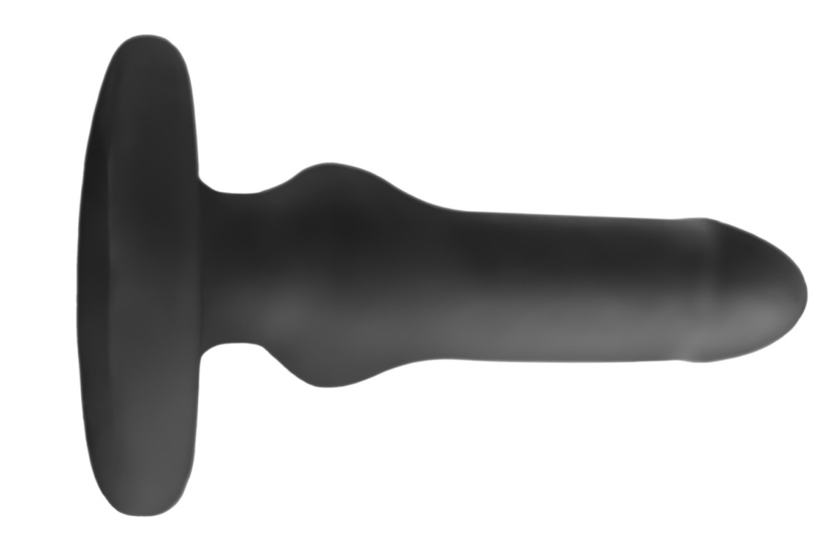 Dutý anální kolík Perfect Fit Hump Gear XL černý, anální kolík s texturovaným otvorem pro penis
