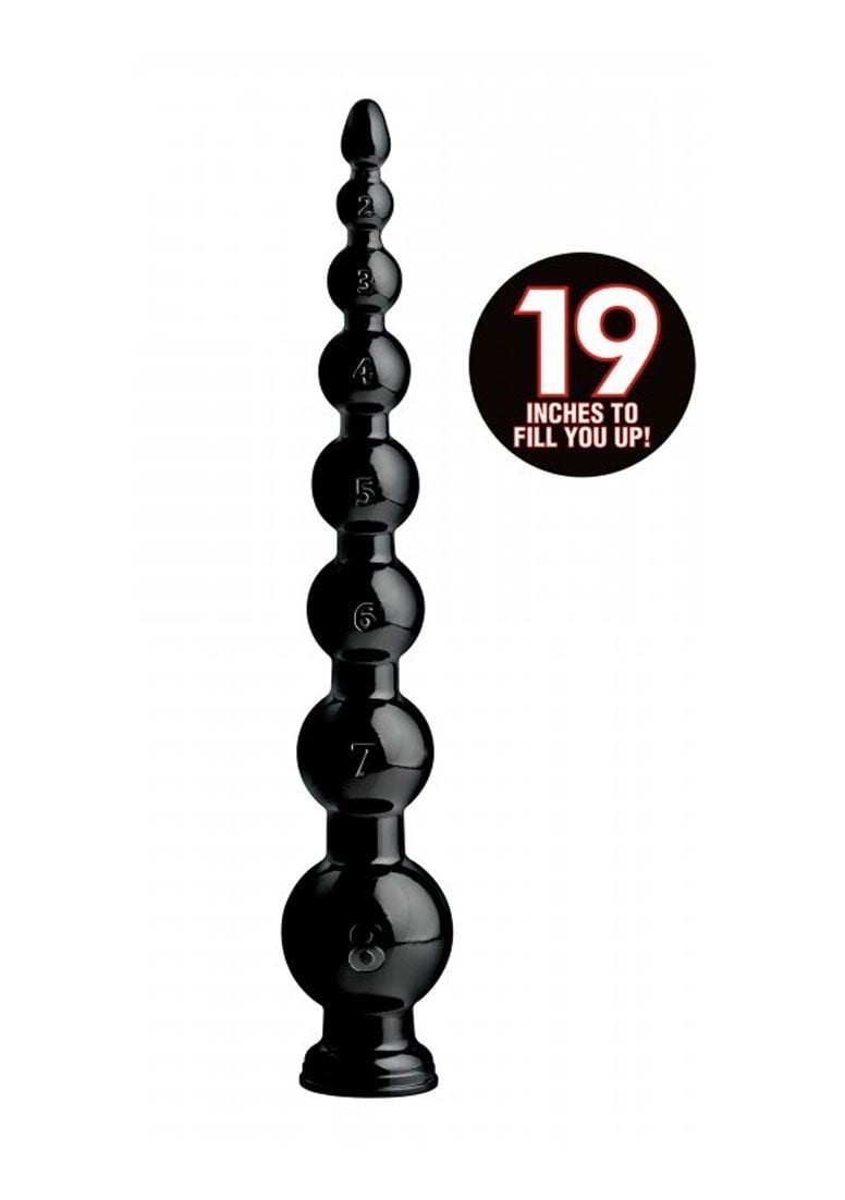 Hosed 19 Inch Graduated Beaded Hose, černé anální dildo s přísavkou 50 x 2,4–8,5 cm