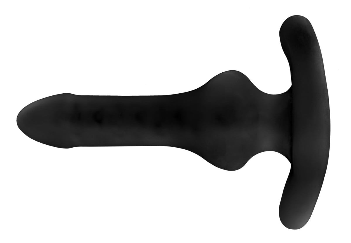 Dutý anální kolík Perfect Fit Hump Gear černý, anální kolík s texturovaným otvorem pro penis