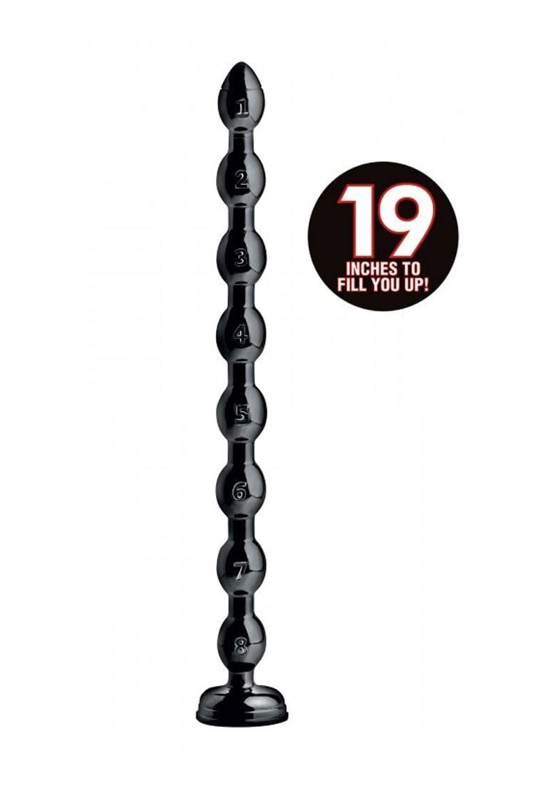 Hosed 19 Inch 1.5″ Beaded Hose, černé anální dildo s přísavkou 49 x 3,8 cm