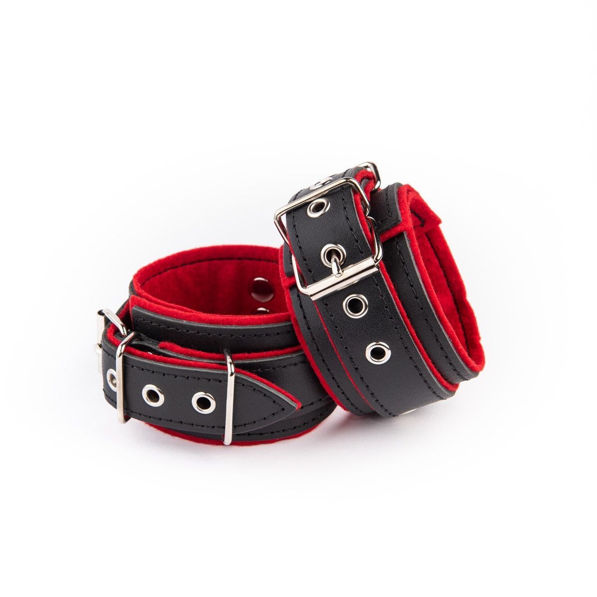 BlackRed Leather Ankle Restraints Black-Red