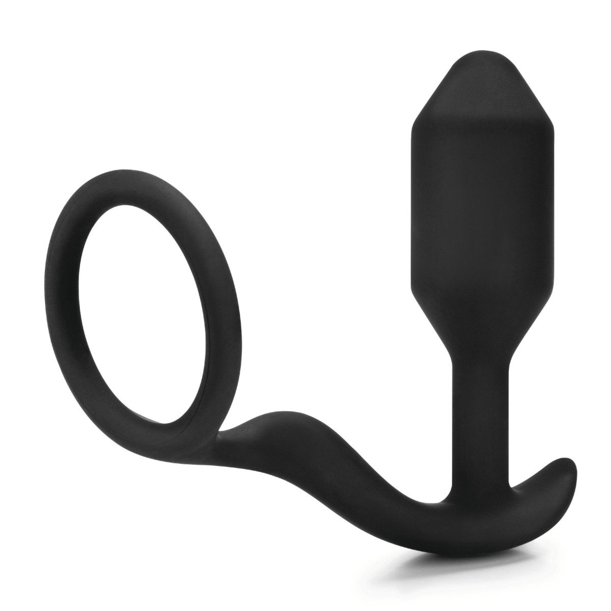 b-Vibe Snug & Tug, silikonový erekční kroužek s análním kolíkem 9,5 x 2,9 cm