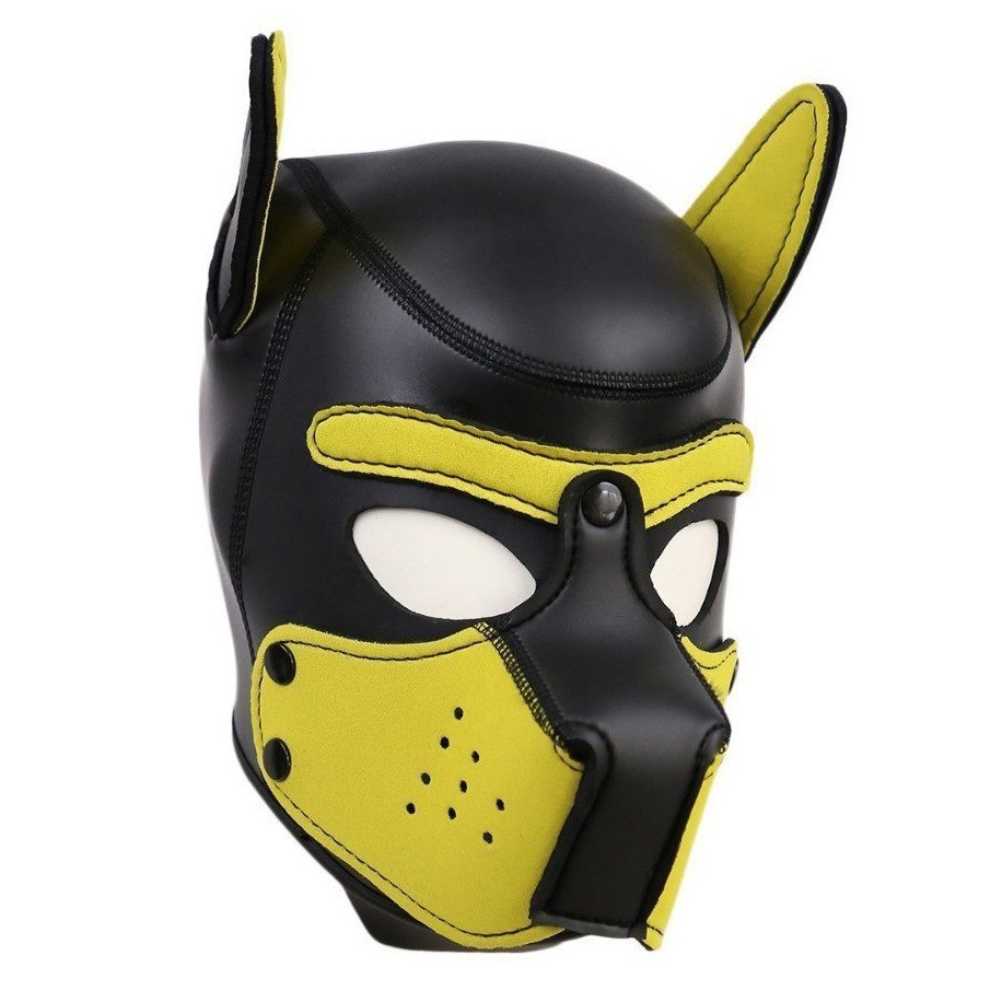 Psia maska Neoprene Puppy Hood žlto-čierna