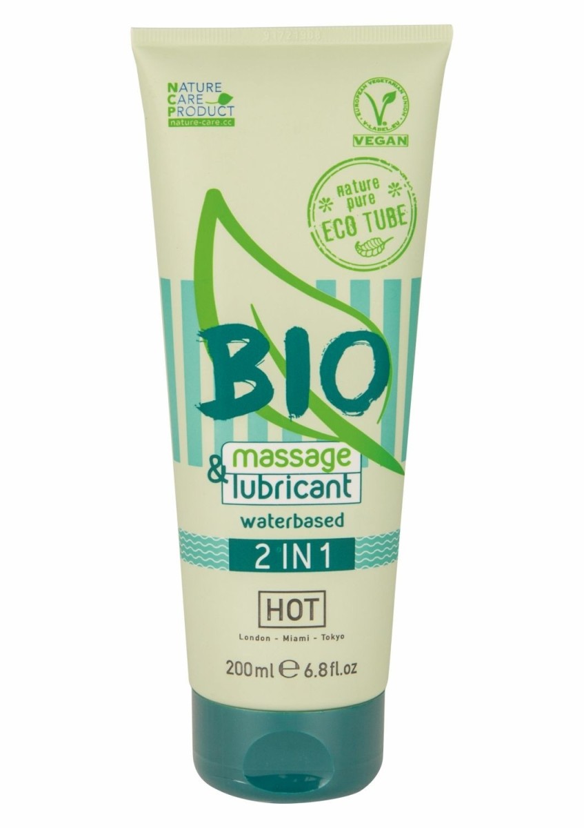 HOT Bio Massage & Lubricant 2 in 1 200 ml, šetrný k prírode lubrikant a masážny gél na vodnej báze