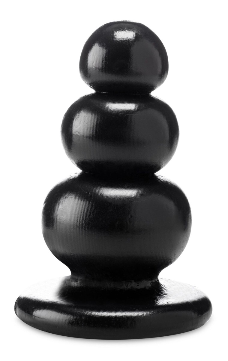 Pluggiz Boska, černý vinylový anální kolík 14,5 x 4,1–7 cm