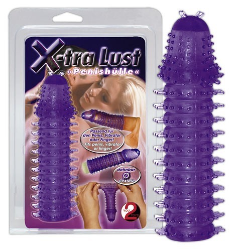 You2Toys X-tra Lust Penis Sleeve, fialový návlek na penis s dráždivými výstupky 14,5 x 2,3 cm