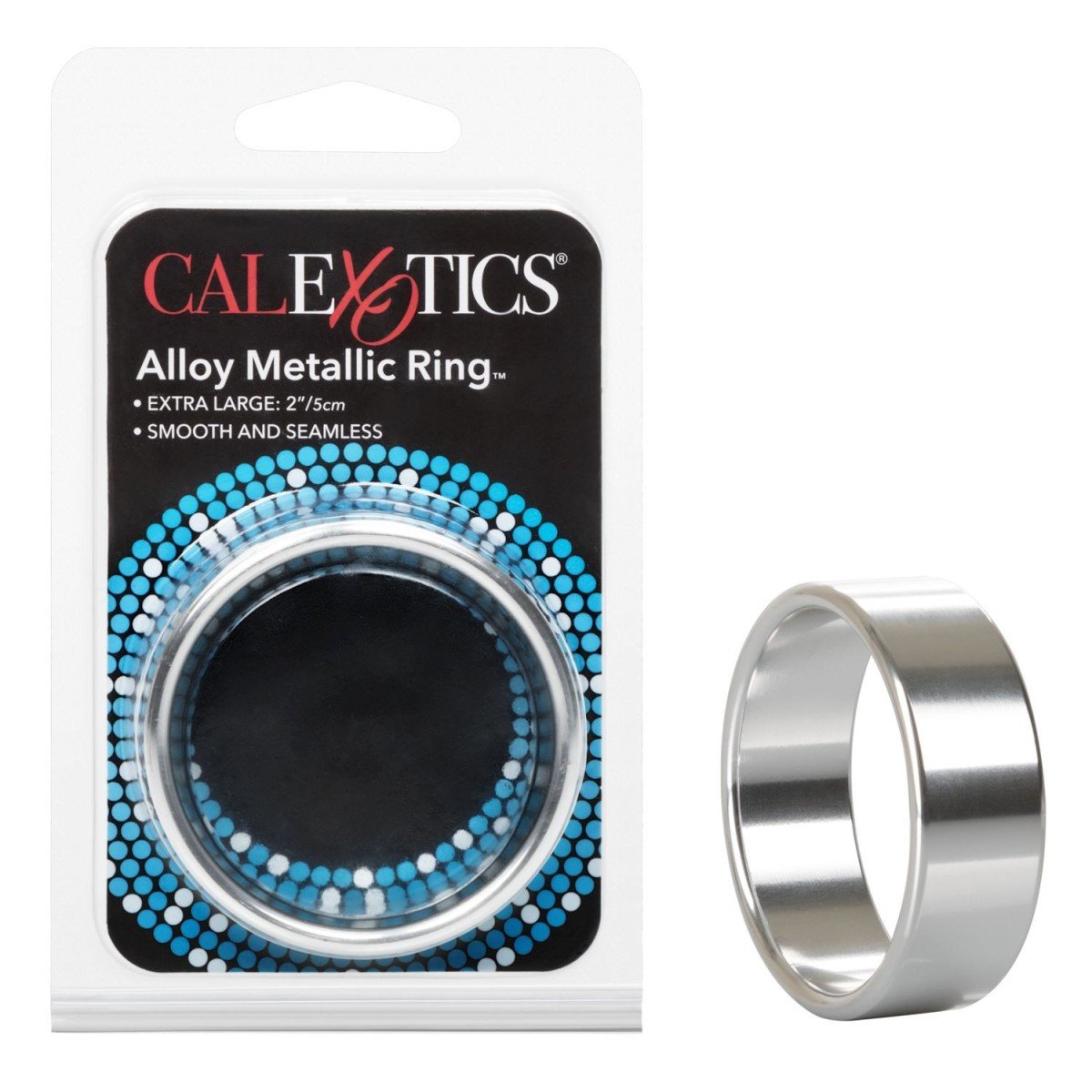Kovový erekční kroužek CalExotics Alloy Metallic Ring Extra Large, široký kroužek na penis
