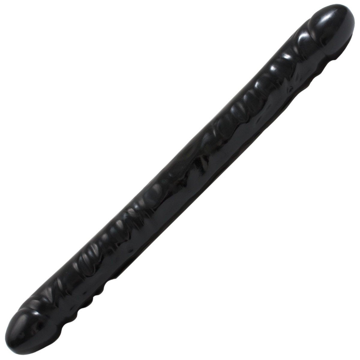 Doc Johnson Double Header 18″ Veined Black, černé oboustranné dildo 45 x 4,5 cm