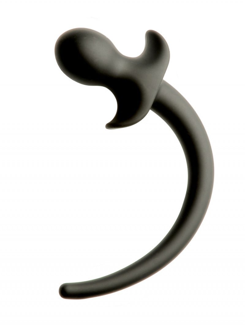 M&K Puppy Tail No. 1, čierny análny kolík – psí chvost 5 x 3,5 cm