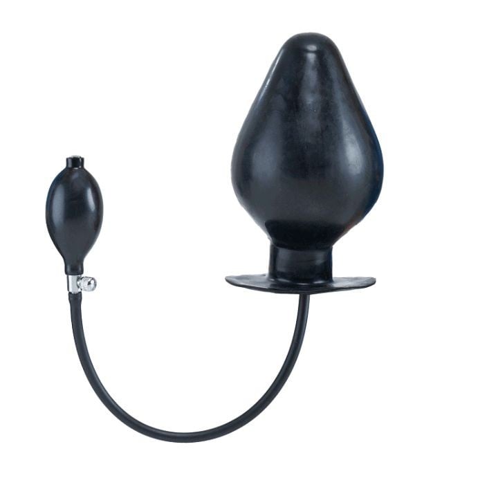 Nafukovací kolík Mister B Vortex Plug XL černý, latexový nafukovací anální kolík 20 x 5–12 cm