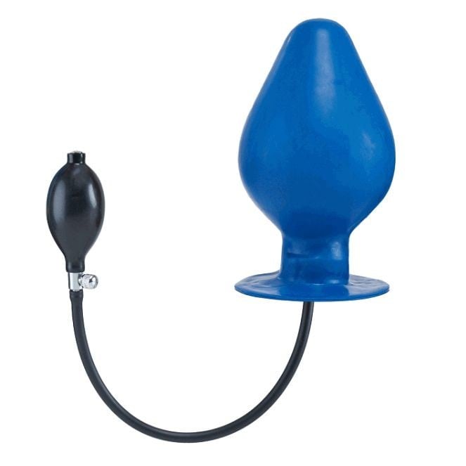 Nafukovací kolík Mister B Vortex Plug XL modrý, latexový nafukovací anální kolík 20 x 5–12 cm