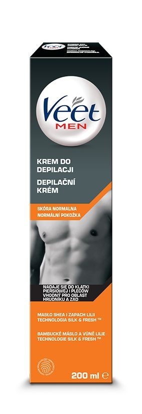 Depilačný krém Veet Men Silk & Fresh pre normálnu pokožku 200 ml