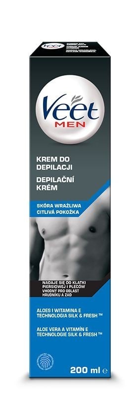 Depilačný krém Veet Men Silk & Fresh pre citlivú pokožku 200 ml