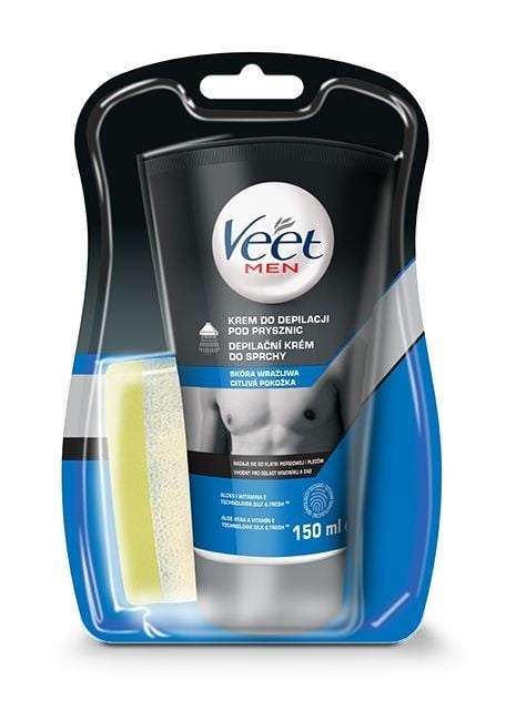 Depilačný krém do sprchy Veet Men Silk & Fresh pre citlivú pokožku 150 ml