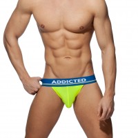 Jocksy Addicted AD921 Cockring C-Through Jockstrap neonově žluté