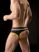 Jocksy Barcode Berlin Backless Brief Gustavo čierno-žluto-sivé